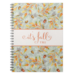 het is herfst y'all Autumn typografie Notitieboek