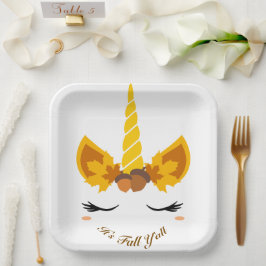 Het is Herfst Y'all Autumn Unicorn Party Paper Bor Papieren Bordje