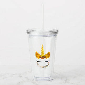 Het is Herfst Y'all Autumn Unicorn Plastic Cup & S Acryl Drinkbeker