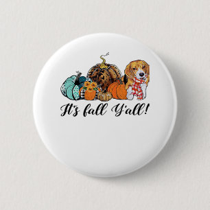 Het is herfst Y'all Beagle Schattige Hond Liefhebb Ronde Button 5,7 Cm