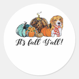Het is herfst Y'all Beagle Schattige Hond Liefhebb Ronde Sticker