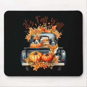 Het is Herfst Y'all Border Collie Pompoenen Truck Muismat