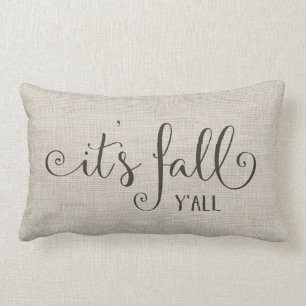 het is herfst y'all burlap typografie kussen