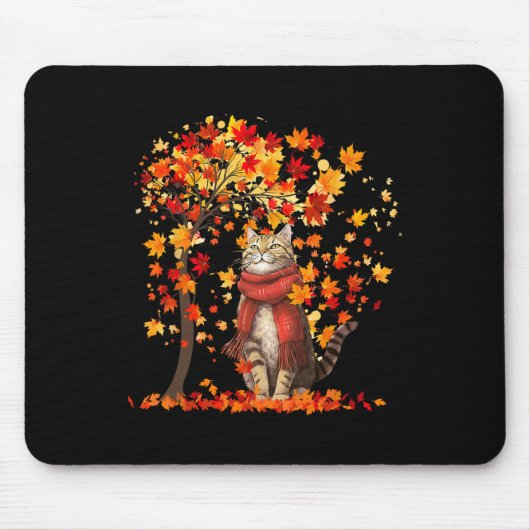 Het is Herfst Y'all Cat Leaf Herfst Hallo Tree Muismat (Voorkant)