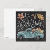 Het is Herfst Y'all - Chalkboard Truck Feestdagenkaart (Voorkant / Achterkant)