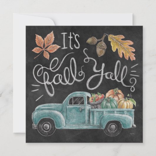 Het is Herfst Y'all - Chalkboard Truck Feestdagenkaart (Voorkant)