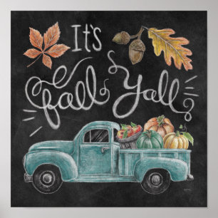 Het is Herfst Y'all - Chalkboard Truck Poster