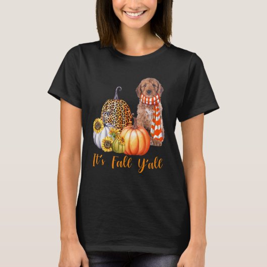 Het is Herfst Y'all Cockapoo Dog Leopard Pumpkin H T-shirt (Voorkant)