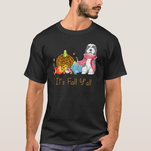 Het is Herfst Y'all English Sheepdog Herfst Scarf T-shirt (Voorkant)