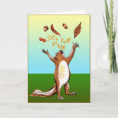 Het is Herfst Y'All Fabric Font Squirrel Nut Leave Kaart (Voorkant)