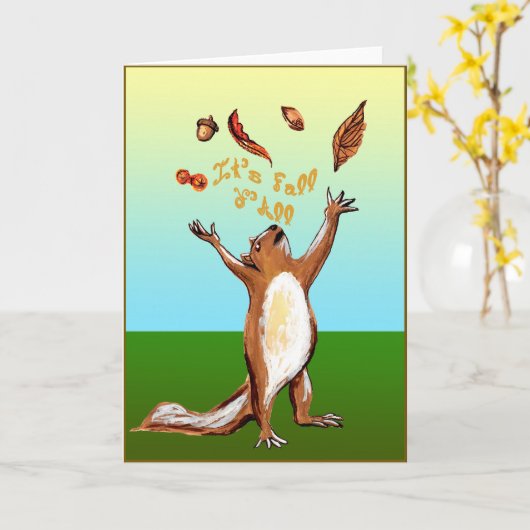 Het is Herfst Y'All Fabric Font Squirrel Nut Leave Kaart (Gele Bloem)