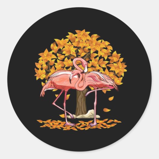 Het is Herfst Y'all Flamingo Thanksgiving Hallowee Ronde Sticker (Voorkant)