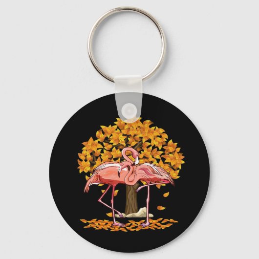 Het is Herfst Y'all Flamingo Thanksgiving Hallowee Sleutelhanger (Voorkant)