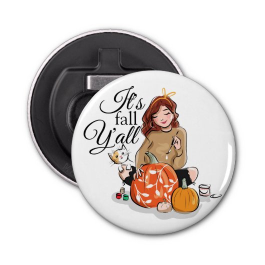 Het is Herfst Y'all flesopener Button Flesopener (Voorkant)