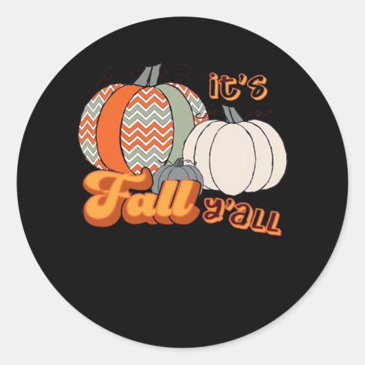 Het is Herfst Y'all, Funny Pumpkins Chevron Patter Ronde Sticker (Voorkant)