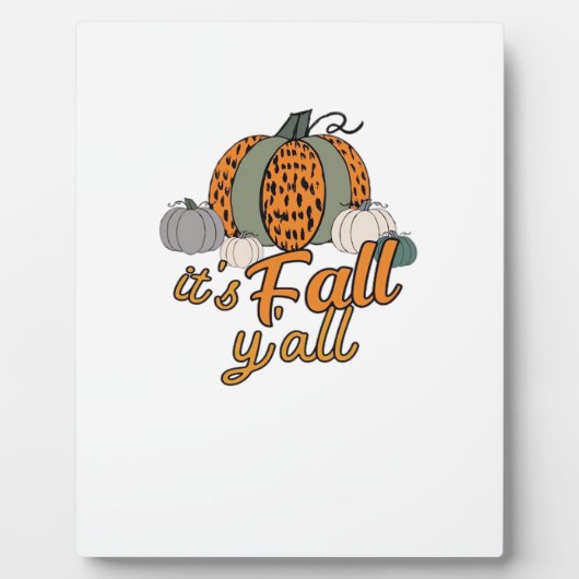 Het is Herfst Y'all, Funny Pumpkins Leopard Patter Fotoplaat (Voorkant)