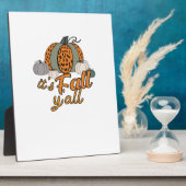 Het is Herfst Y'all, Funny Pumpkins Leopard Patter Fotoplaat (Zijkant)