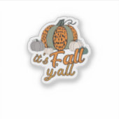 Het is Herfst Y'all, Funny Pumpkins Leopard Patter Sticker (Voorkant)