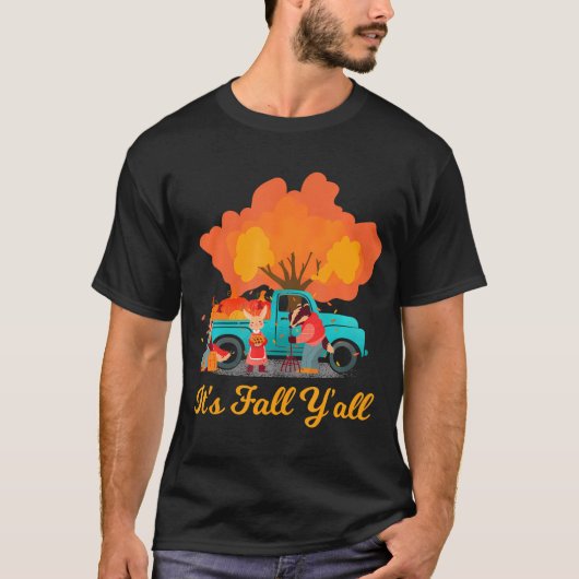 Het is Herfst Y'all Gnome Dwarf Autumn Leaves Herf T-shirt (Voorkant)