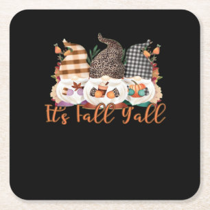 Het is Herfst Y'all Gnomes in Autumn Plaid en Leop Kartonnen Onderzetters