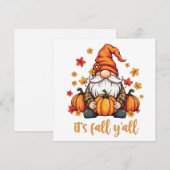 Het is Herfst Y'all Gnomes Pumpkin Autumn Thanksgi Kaart (Voorkant / Achterkant)
