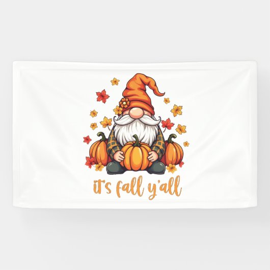 Het is Herfst Y'all Gnomes Pumpkin Autumn Thanksgi Spandoek (Horizontaal)