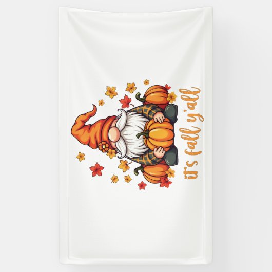 Het is Herfst Y'all Gnomes Pumpkin Autumn Thanksgi Spandoek (Verticaal)