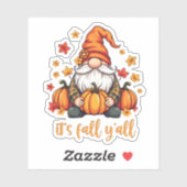 Het is Herfst Y'all Gnomes Pumpkin Autumn Thanksgi Sticker (Vel)