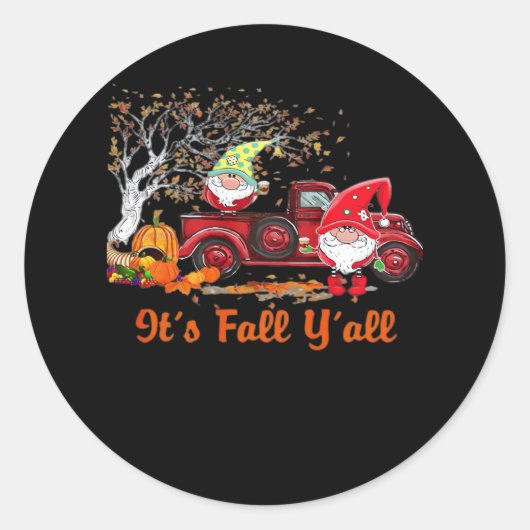 Het is Herfst Y'all Gnomes Pumpkin Spice Ronde Sticker (Voorkant)