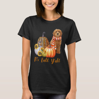 Het is Herfst Y'all Goldendoedle Dog Leopard Pumpk T-shirt