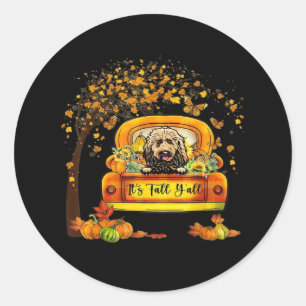 Het is Herfst Y'all Goldendoodle Thanksgiving Pomp Ronde Sticker