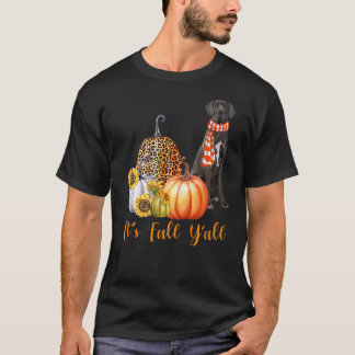 Het is Herfst Y'all Great Dane Dog Leopard Pumpkin T-shirt