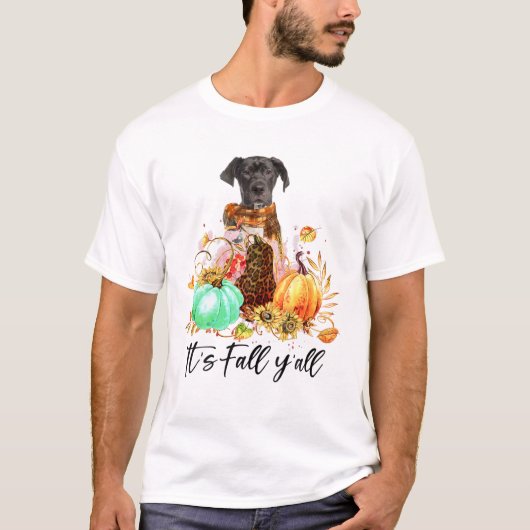 Het is Herfst Y'all - Great Dane Hondenliefhebbers T-shirt (Voorkant)