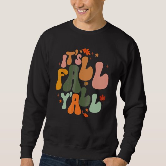 Het is herfst Yall Groovy Retro herfstbladeren Dan Trui (Voorkant)