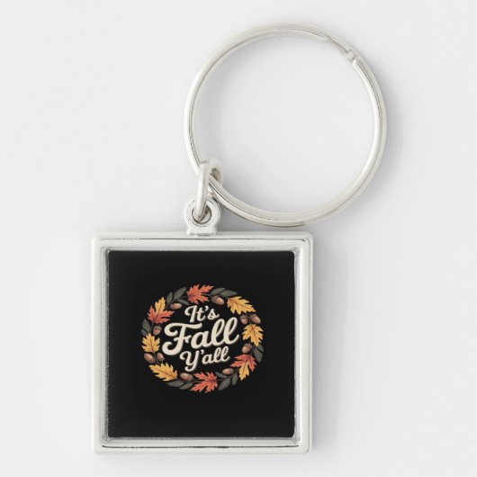 Het is Herfst Y'all Halloween Bats Pumpkin Herfst Sleutelhanger (Voorkant)