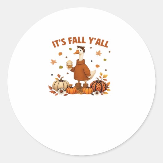 Het is Herfst Y'all, Halloween Goose, Gekke Gans, Ronde Sticker (Voorkant)