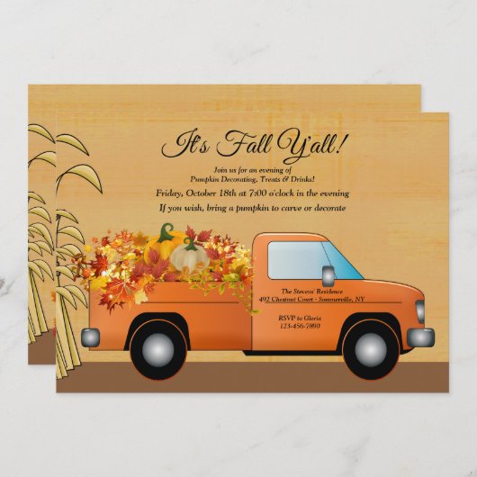Het is Herfst Y'all Harvest Invitation Kaart (Voorkant / Achterkant)