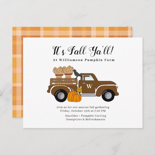 Het is Herfst Ya'll Herfst Party Invitation Briefkaart (Voorkant / Achterkant)