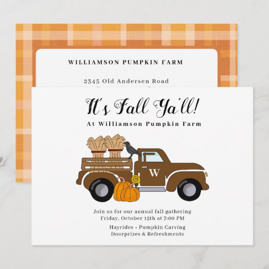 Het is Herfst Ya'll Herfst Party Invitation Kaart (Voorkant / Achterkant)