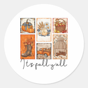 Het is Herfst Y'all Herfst Pompoen Seizoen Hallowe Ronde Sticker