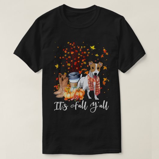 Het is Herfst Y'all Jack Russell Terrier Dog Pumpk T-shirt (Design voorkant)