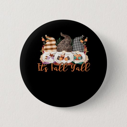 Het is Herfst Y'all Kabouters Geruit Luipaard Herf Ronde Button 5,7 Cm (Voorkant)