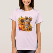 Het is Herfst Y'all - Leopard Bow Coffee met pompo T-shirt (Voorkant)