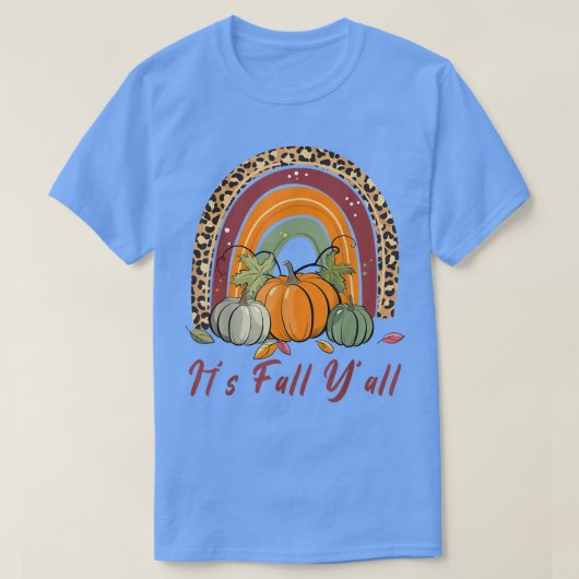 Het is Herfst Yall Leopard Rainbow Pumpkin Autumn T-shirt (Design voorkant)