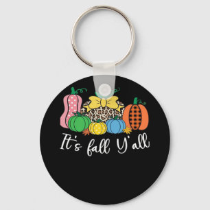 Het is Herfst Y'all Luipaard Patroon Pompoen Stijl Sleutelhanger