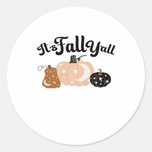 Het is Herfst Y'all met manen prachtige Halloween Ronde Sticker (Voorkant)