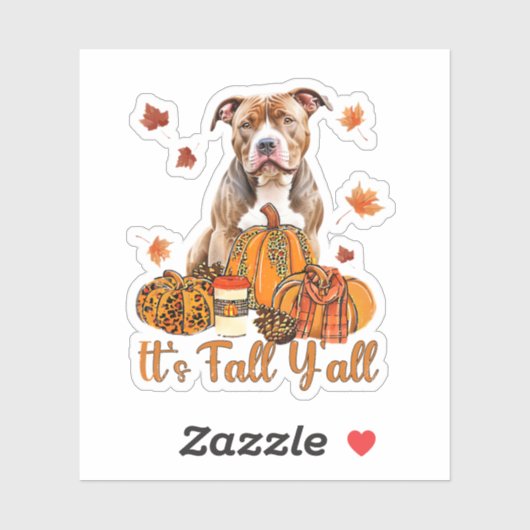Het is Herfst Y'all Pitbull Dog Herfst Sjaal Herfs Sticker (Vel)