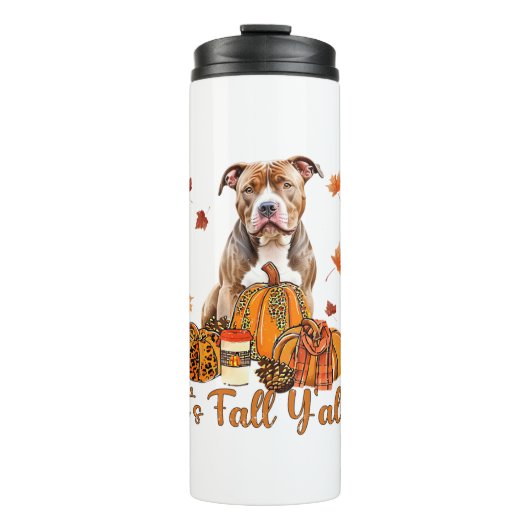 Het is Herfst Y'all Pitbull Dog Herfst Sjaal Herfs Thermosbeker (Voorkant)