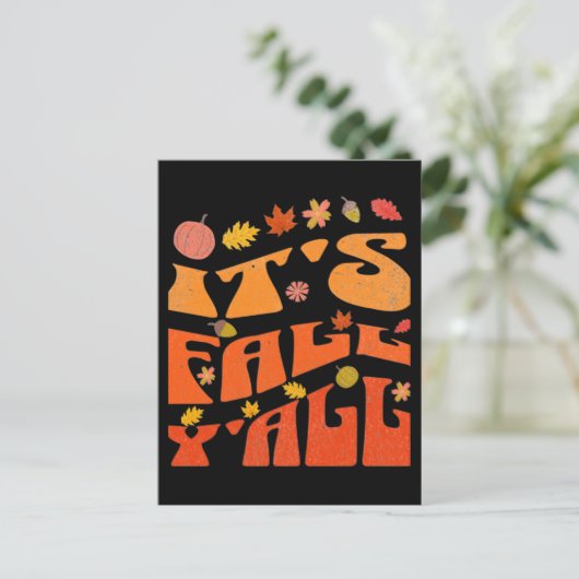 Het is Herfst Y'all pompoen en herfstbladeren Briefkaart (Staand voorkant)