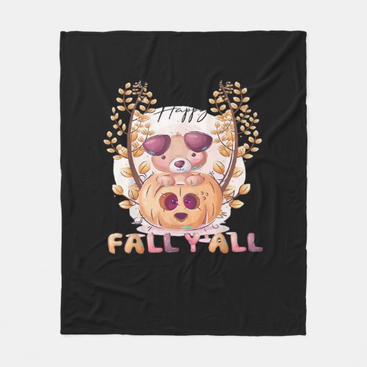 Het is Herfst Y'all Pompoen Halloween Kat Herfst Fleece Deken (Voorkant)